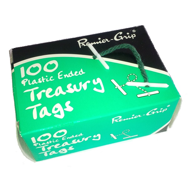 25mm Treasury Tags Metal Ended Green 1 Inch 2